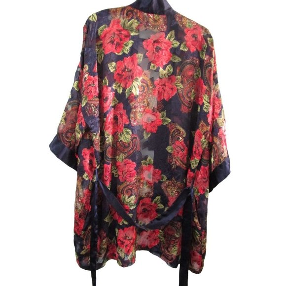 Vintage Victoria's Secret Gold Label Sheer Floral Paisley Robe One Size GUC - Picture 2 of 12